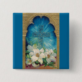 Påsk med kor och liljar knapp