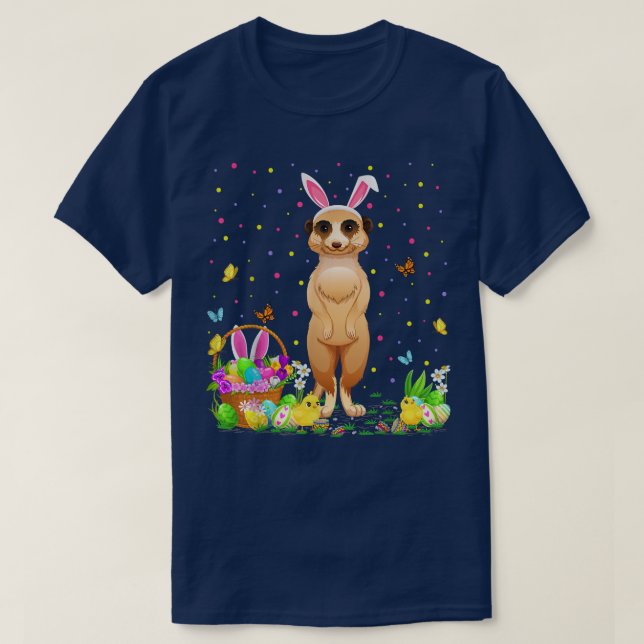 Påsk Meerkat Bunny Egg Hunting Meerkat Påsk Su T Shirt (Design framsida)