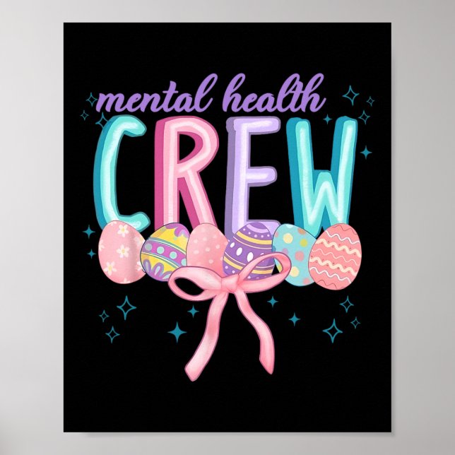 Påsk Mental Hälsa Besättning Coquette Båge Påskägg Poster (Framsidan)