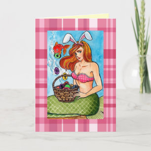 Påsk Mermad och hennes lilla hjälppersonal Helgkort