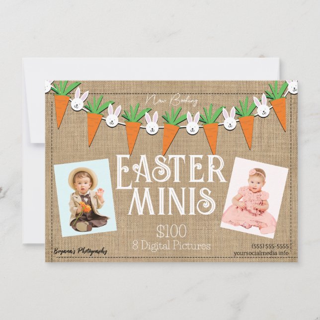Påsk Minis Mini Fotografering Session Flyer  Inbjudningar (Framsida)