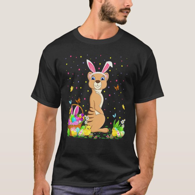 Påsk Mongoose Bunny Egg Hunting Mongoose Påsk T Shirt (Framsida)