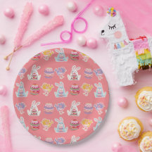 Påsk Mönster Light Coral Pappra Tallrikar