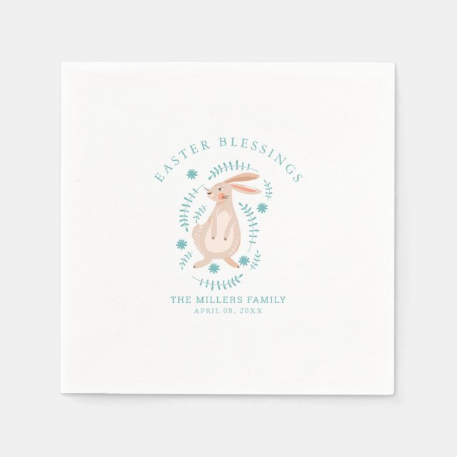 Påsk mönster med ägg, boj, chick, blommor pappersservett (Framsidan)