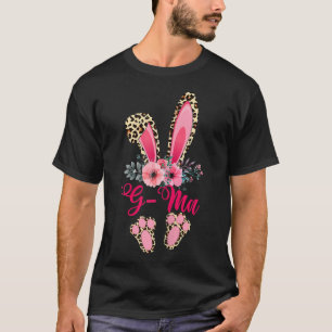 Påsk Mors dag Gma Leopard Bunny Rabbit Blommigt T Shirt
