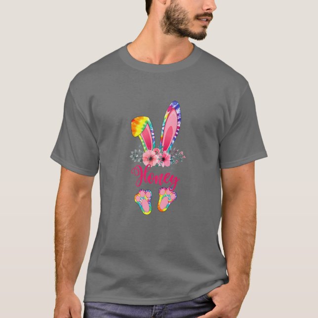 Påsk Mors dag Honung Tie Dye Bunny Rabbit Flor T Shirt (Framsida)