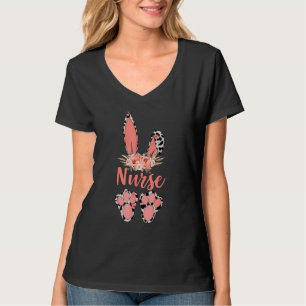 Påsk Mors dag Nurse Leopard Bunny Rabbit Flor T Shirt