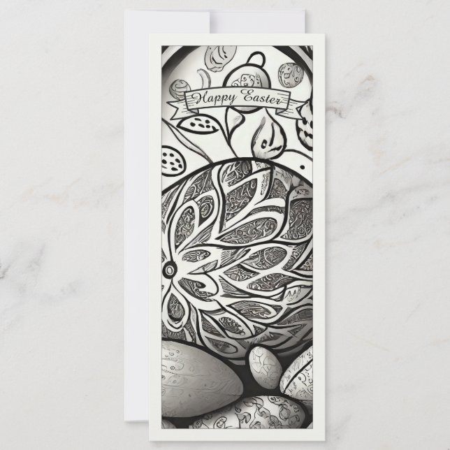 Påsk-motif b/w-tecknad med Påskägg 97330 (Framsida)