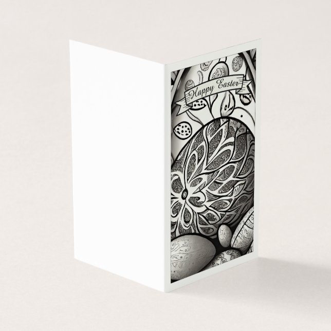 Påsk-motif b/w-tecknad med Påskägg 97330 Kort (Utsida)