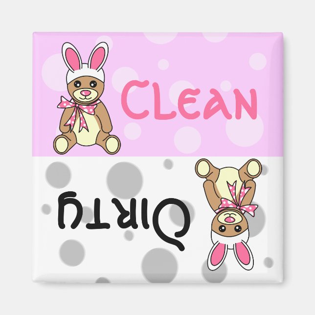 Påsk Nalle Clean Dirty Dishwasher Magnet (Framsidan)