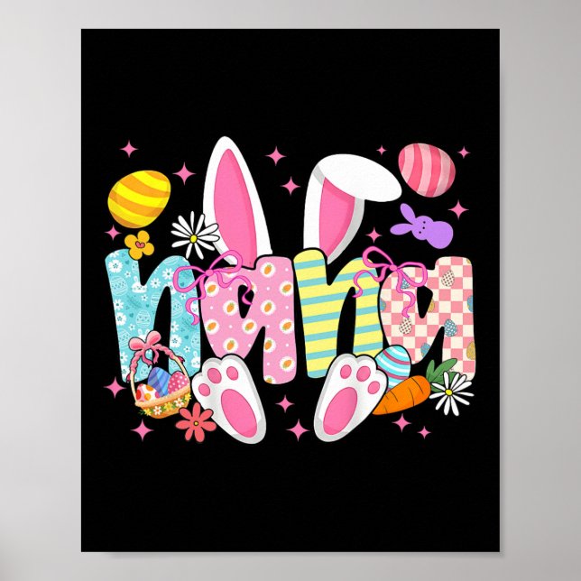Påsk Nanna Kaninöron Coquette Bow Påsk Kanin  Poster (Framsidan)