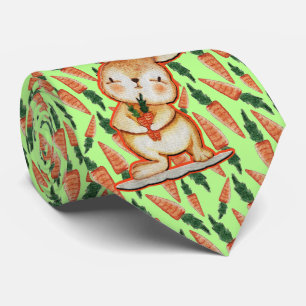Påsk Necktie - kanin på Carrots Grönt Tie Slips