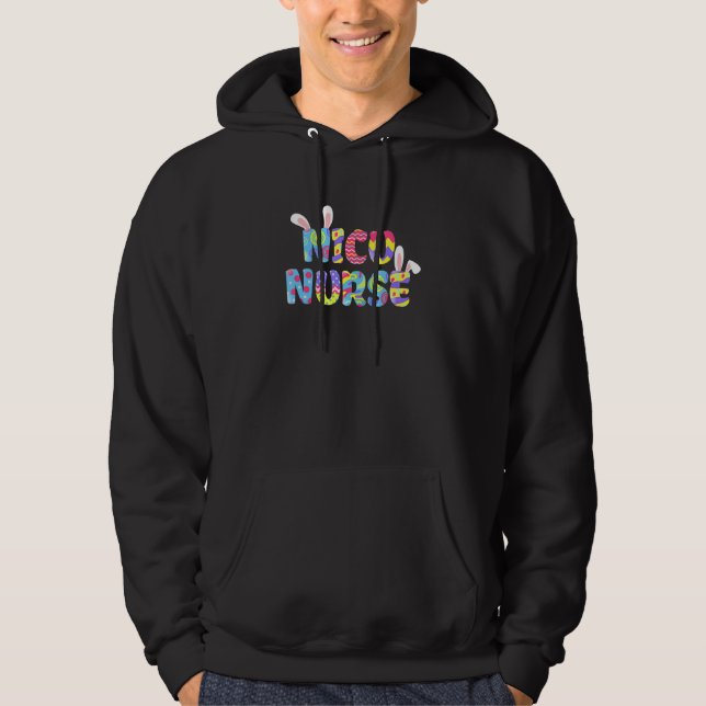 Påsk Nicu Nurse Cute Bunny Öron Glad påsk Egg Hoodie (Framsida)