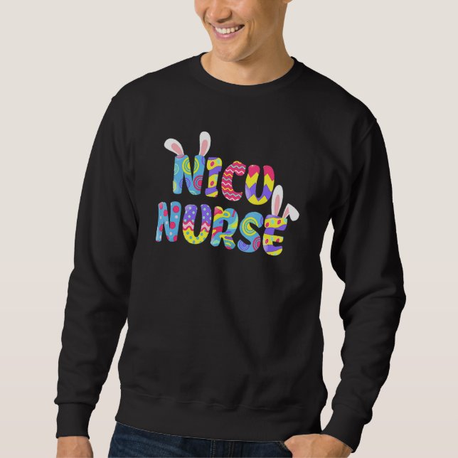 Påsk Nicu Nurse Cute Bunny Öron Glad påsk Egg Lång Ärmad Tröja (Framsida)