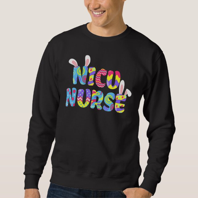 Påsk Nicu Nurse Cute Bunny Öron Glad påsk Egg Lång Ärmad Tröja (Framsida)