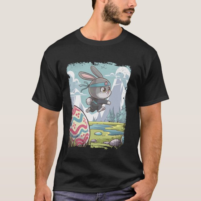 Påsk Ninja Kanin Äggjakt T Shirt (Framsida)
