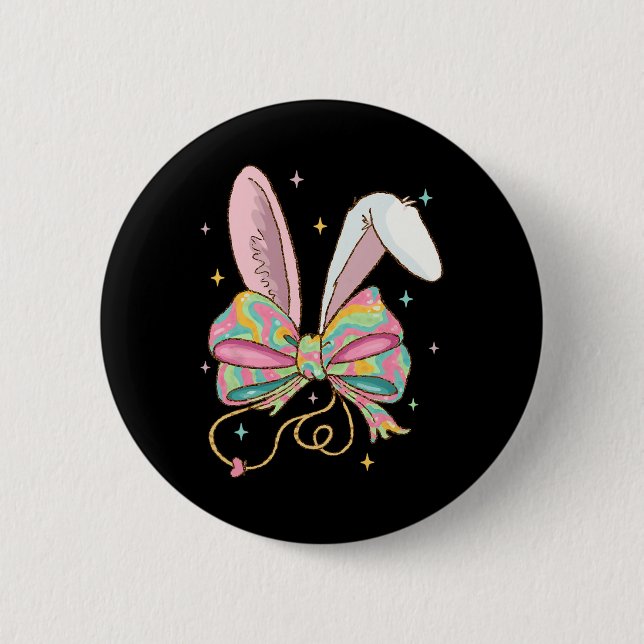 Påsk Nurse Coquette Bow Stethoscope Bunny SCrub Knapp (Framsida)