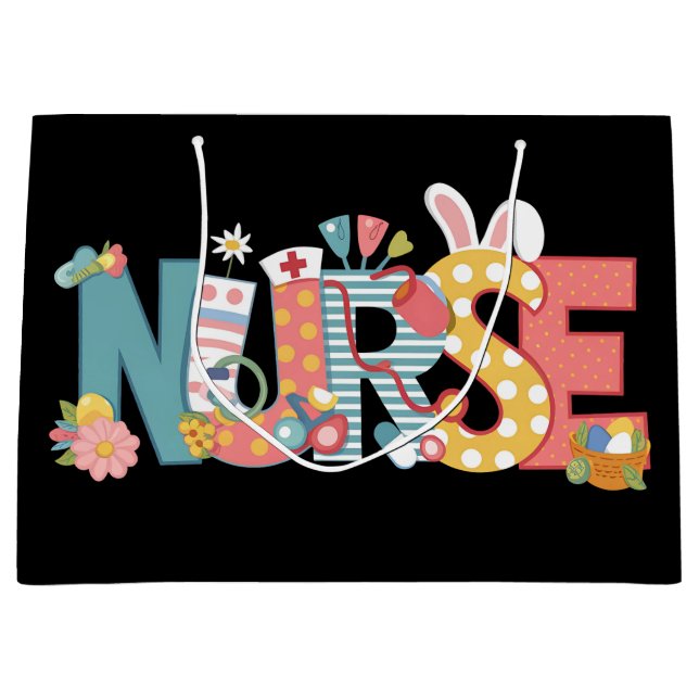 Påsk Nurse Stethoscope Bunny Rabbit Eggs (Framsidan)