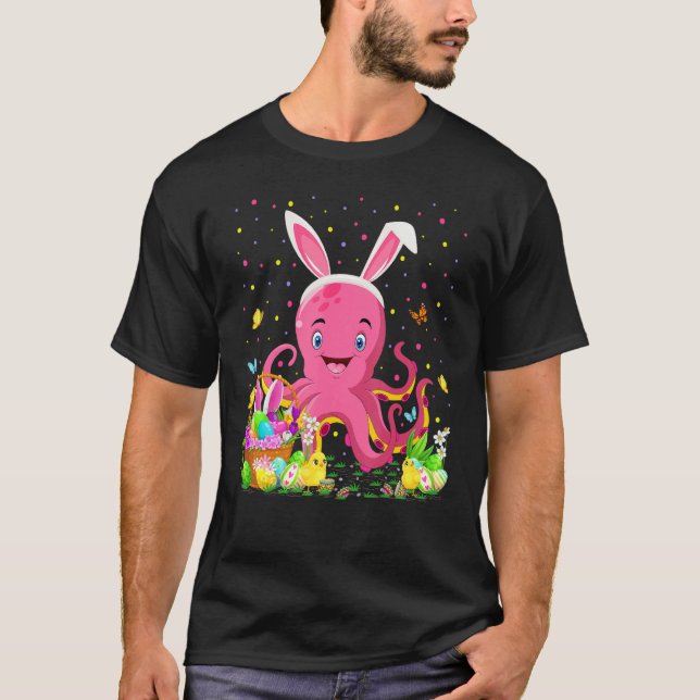 Påsk Octopus Bunny Egg Hunting Octopus Påsk Su T Shirt (Framsida)