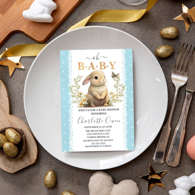 Påsk Oh Baby Bunny Vår Boy Baby Shower Inbjudningar (Skapare uppladdad)