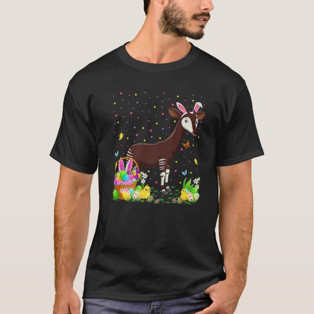 Påsk Okapi Bunny Egg Hunting Okapi Påsk Söndag T Shirt (Framsida)