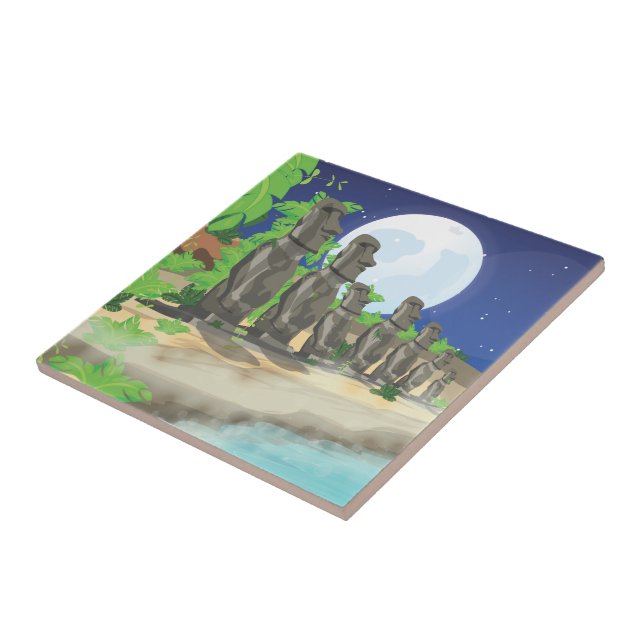 Påsk ön Moai Kakelplatta (Sidan)