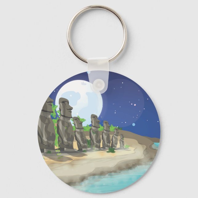 Påsk ön Moai Nyckelring (Framsida)