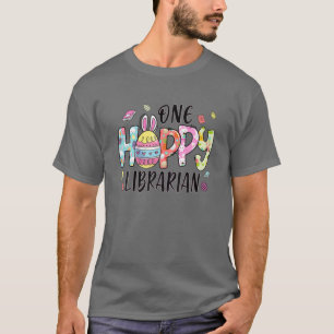 Påsk One Hoppy Librarian Bibliotek Bunny Påsk Da T Shirt