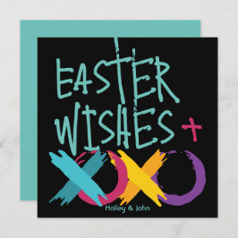 Påsk Önskemål, Hugs & Kisses | Svarta och turkos Julkort