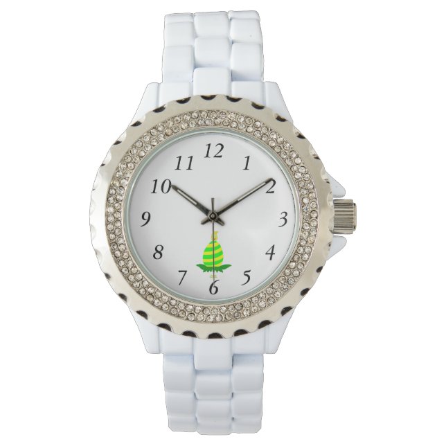 Påsk Önskemål Kvinnors Rhinestone White Watch Armbandsur (Framsida)