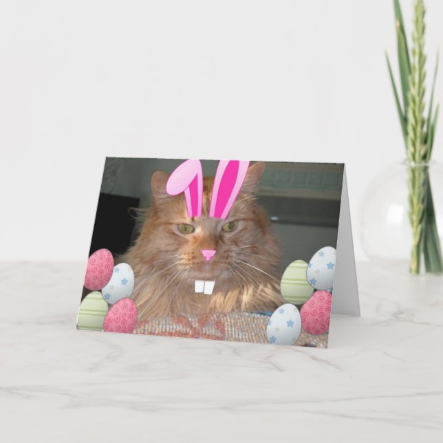 Påsk Orange Tabby Kattunge Helgkort (Framsida)