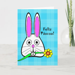 Påsk på portugisiska, Feliz Páscoa, Cute Rabbit Helgkort
