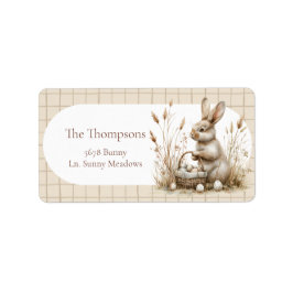 Påsk Party Bunny Beige Boho Adressetikett