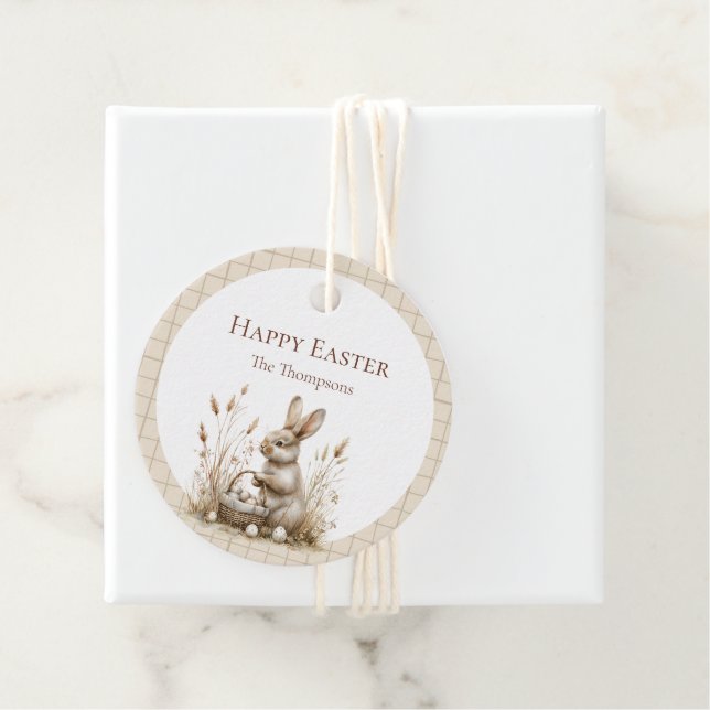 Påsk Party Bunny Beige Boho Gåvor Etiketter (På plats)