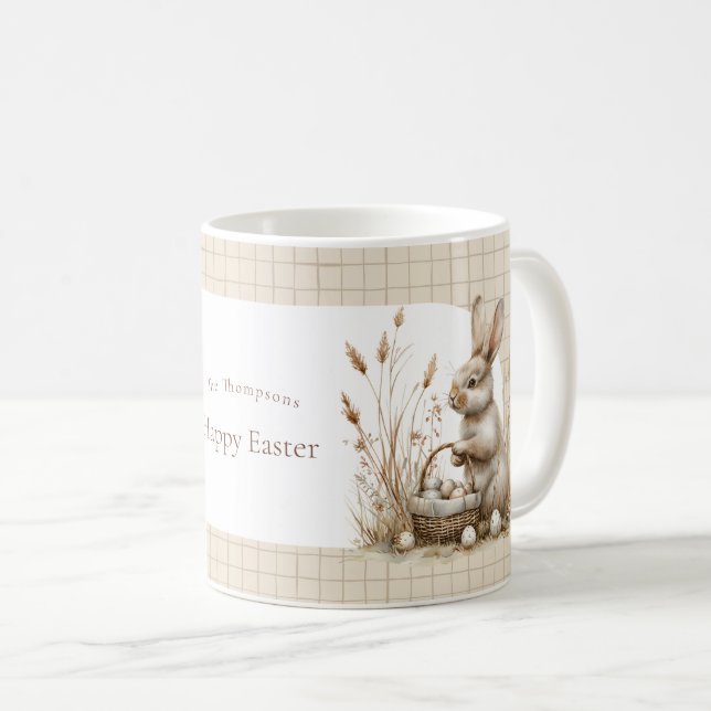Påsk Party Bunny Beige Boho Kaffemugg (Framsida höger)