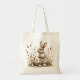 Påsk Party Bunny Beige Boho Tygkasse