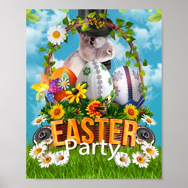 Påsk Party Bunny Poster (Framsidan)