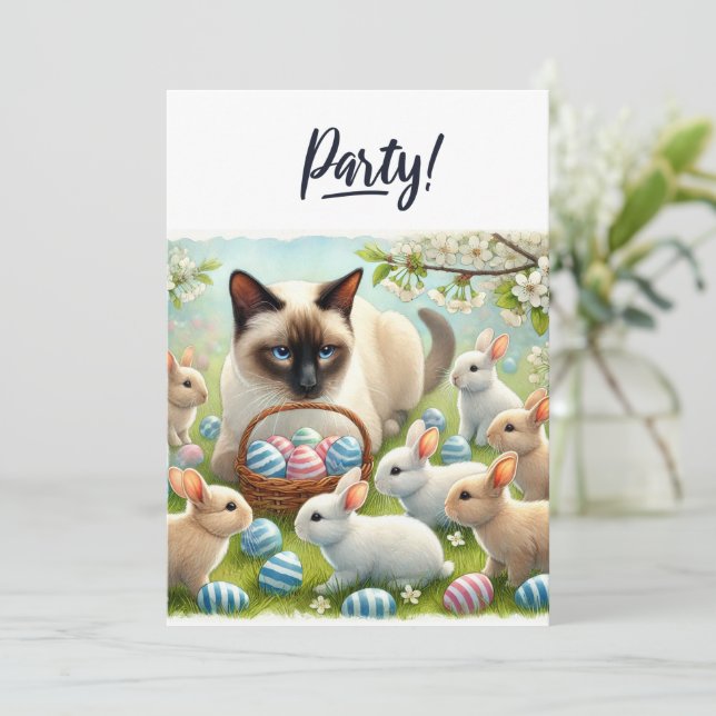 Påsk Party för Cat Lovers Inbjudningar (Stående Fram)