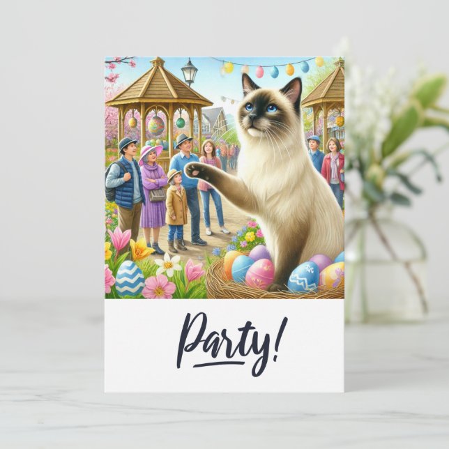 Påsk Party för Cat Lovers Inbjudningar (Stående Fram)