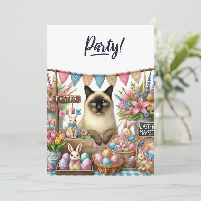 Påsk Party för Cat Lovers Inbjudningar (Stående Fram)