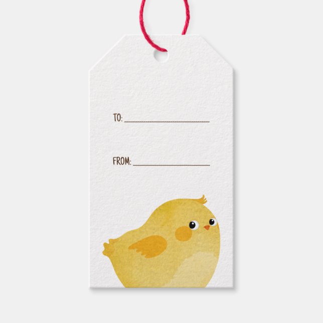 Påsk party med liten gult kyckling presentetikett (Framsidan)