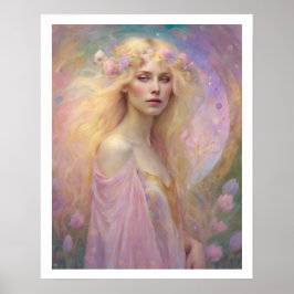 Påsk Pastel Art Deco Woman Blond Hair Ro Poster