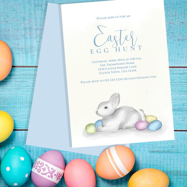 Påsk Pastel Egg Hunt Watercolor Julkort (Easter egg hunt watercolor pastel springtime invitation.)