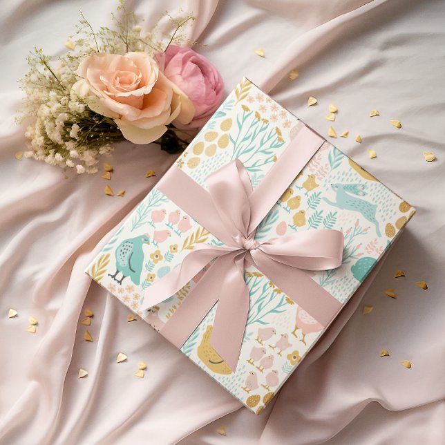Påsk pastel färg-symboler sömlösa mönster presentpapper (Skapare uppladdad)
