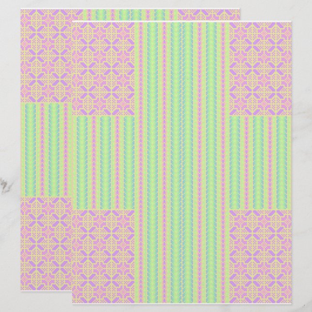 Påsk Pastellkors 2-sidigt Scrapbookpapper (Fram/baksida)