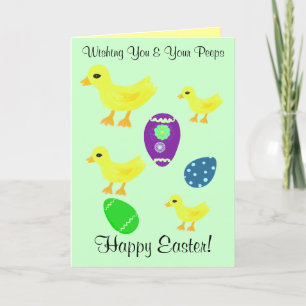 Påsk Peeps Gult Chicks Eggs Gult Irises Helgkort