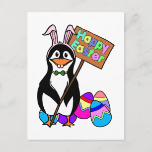 Påsk Penguin med Färgad Eggs Helg Vykort