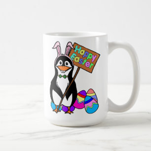 Påsk Penguin med Färgad Eggs Kaffemugg