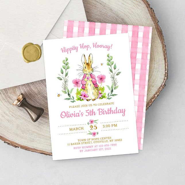 Påsk Peter Rabbit Bunny Girl Birthday-inbjudan Inbjudningar (Skapare uppladdad)