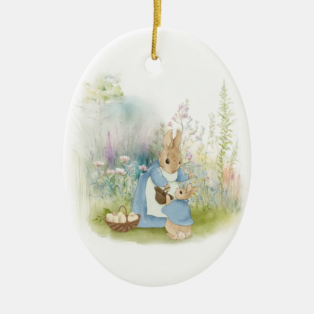 Påsk Peter Rabbit Julgransprydnad Keramik (Framsidan)